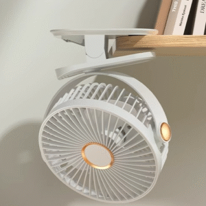 Portable Rechargeable Multi-Functional Clip Fan with Night Light, Desktop/Clamp/Hanging Circulation Fan for Dorm and Home Use