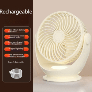 USB charging fan with bottom light for household portable and high wind power