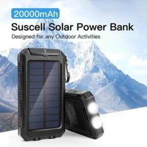 Outdoor Waterproof Solar Power Bank 20000mAh Large Capacity Portable Charger with Compass for Mobile Devices