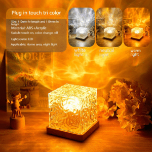 Rotating Wave Pattern Night Light Creative Bedside Flame Ambient Lamp Romantic Gift Starry Sky Projector Light