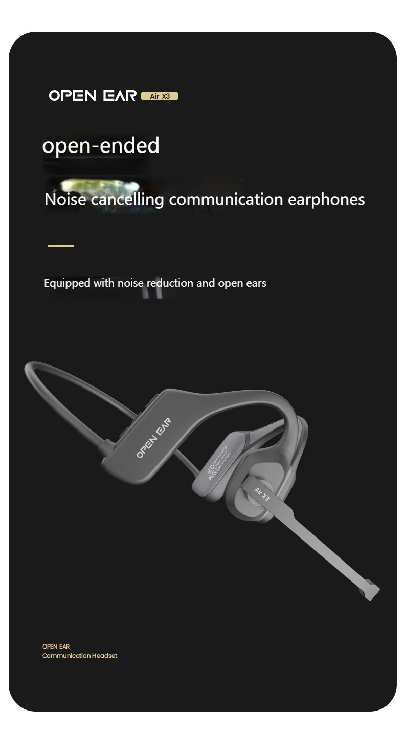 OPENEAR Air X3 Open-Ear Bluetooth Headset with ENC Noise Reduction, Waterproof Sports Wireless Earphones for Business Calls and Driving