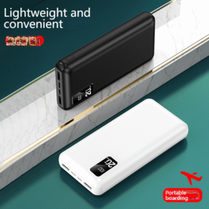 Mini Capsule Power Bank 20000mAh Portable Charger with Built-in Cable, 20W Fast Charging, Dual USB Output, Digital Display, Polymer Battery, Airplane Safe