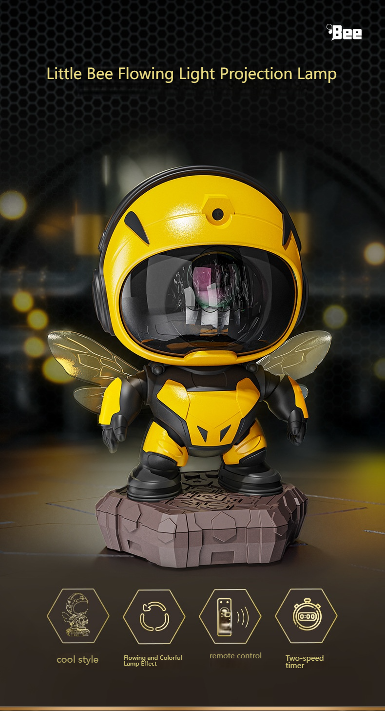 Bee Aurora Projection Lamp with Bluetooth Speaker | Remote Control Colorful Light | Creative Gift Night Light for Home Decoration