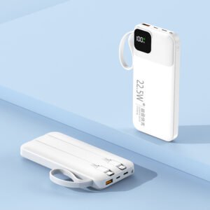 66W Super Fast Charging Power Bank with Built-in Dual Cables | 10000mAh PD 20W Portable Charger with LED Display & Emergency Flashlight