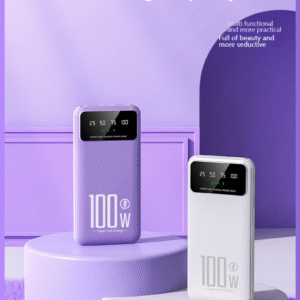 100W Super Fast Charging Power Bank 20000mAh PD 20W Dual Direction Fast Charge Mirror Display Portable External Battery with Dual LED Flashlight