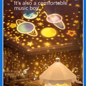 360° Rotating Carousel Projector Lamp with Remote Control | Music Box Night Light | 21 Film Slides | Rechargeable & Multi-Color Ambient Light