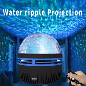 Starry Sky Crystal Ripple Swirl Projection Lamp USB Night Light | Romantic Water Wave Ambient Light with Remote Control